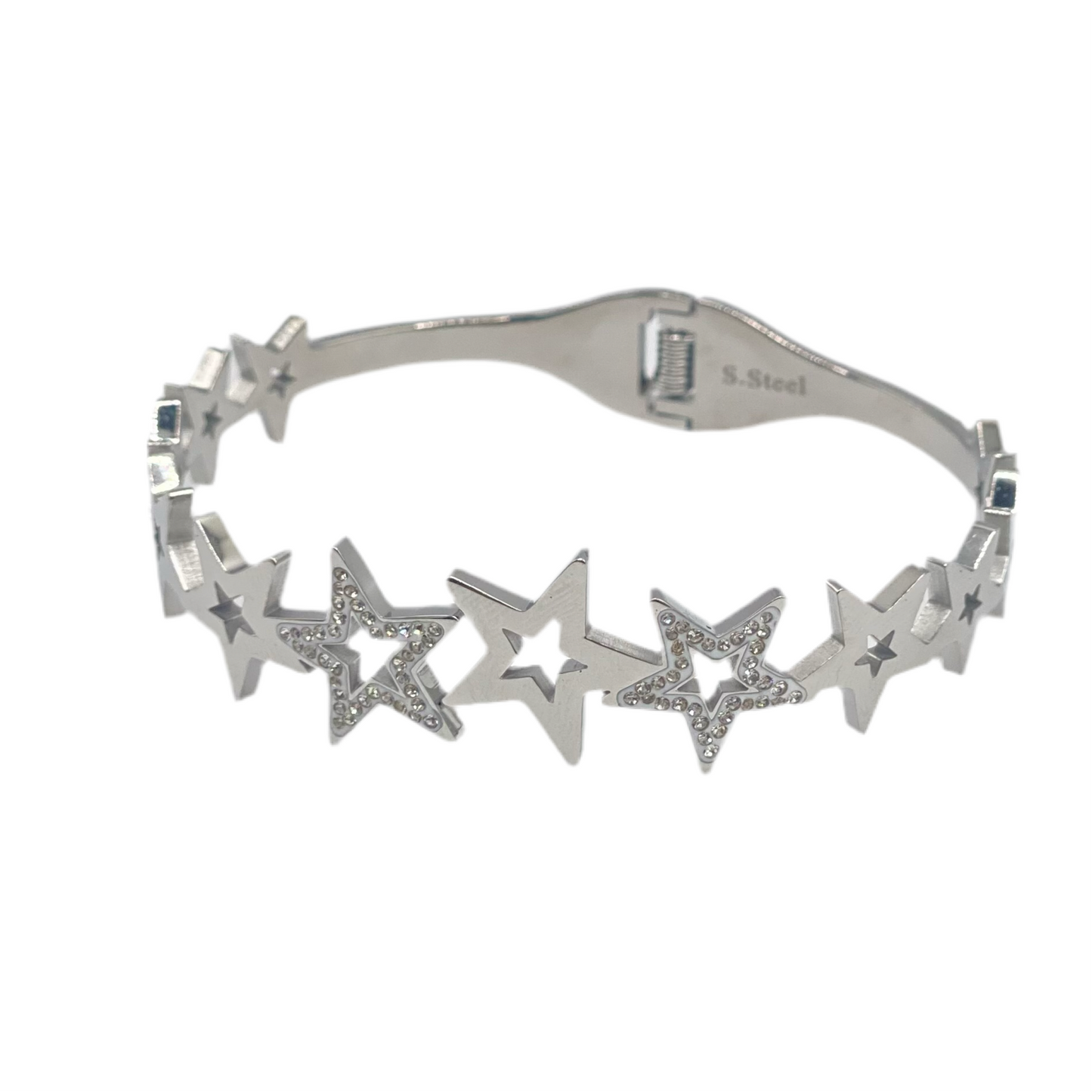 Bracelet acier motif articulé multi étoiles