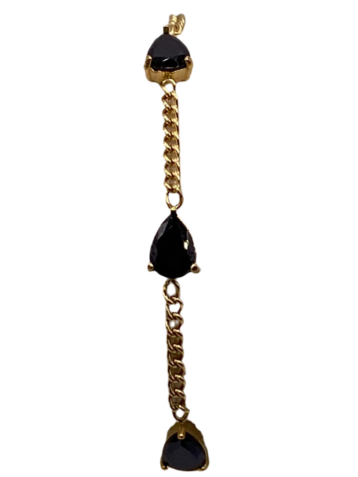 BRACELET ACIER 3 GOUTTES STRASS NOIRS