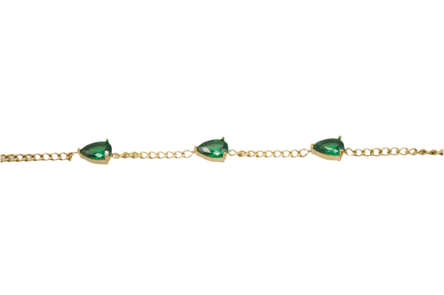 Bracelet 3 gouttes strass verts