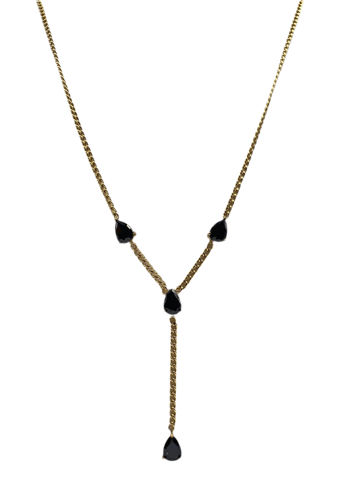 Collier cravate strass noirs