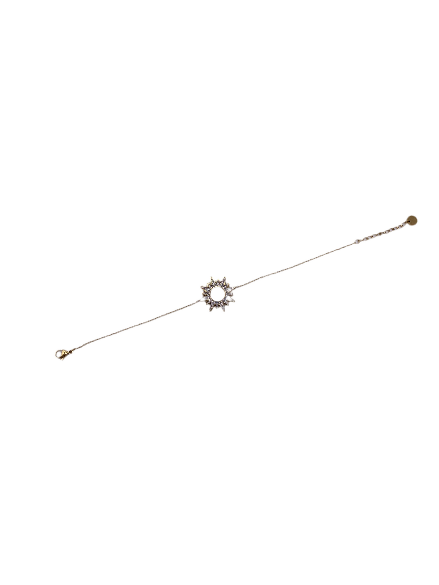 BRACELET ACIER JAUNE MOTIF SOLEIL AVEC STRASS