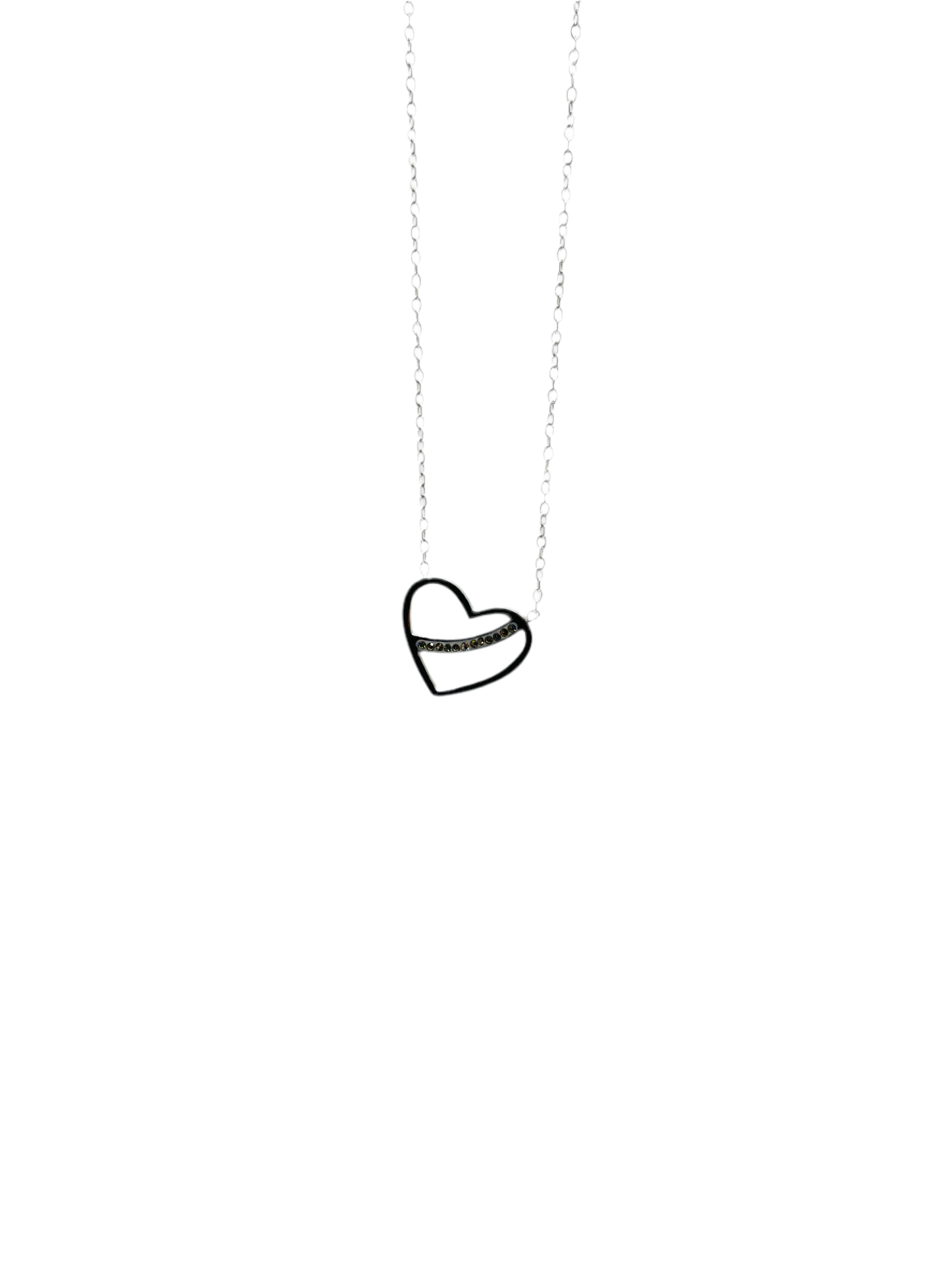 Collier acier motif cœur barette en strass