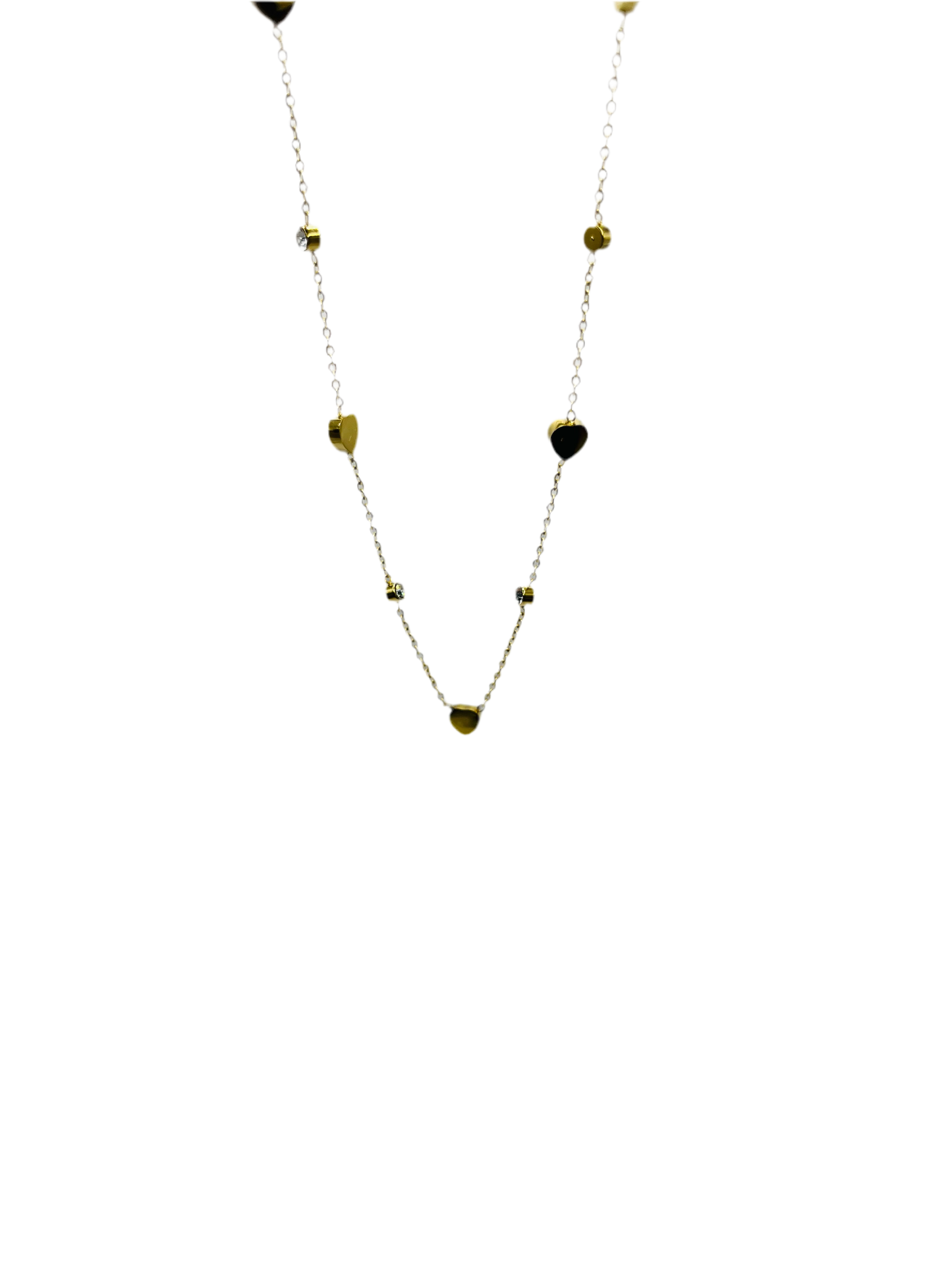 Collier motif cœur pierres strass serties clos
