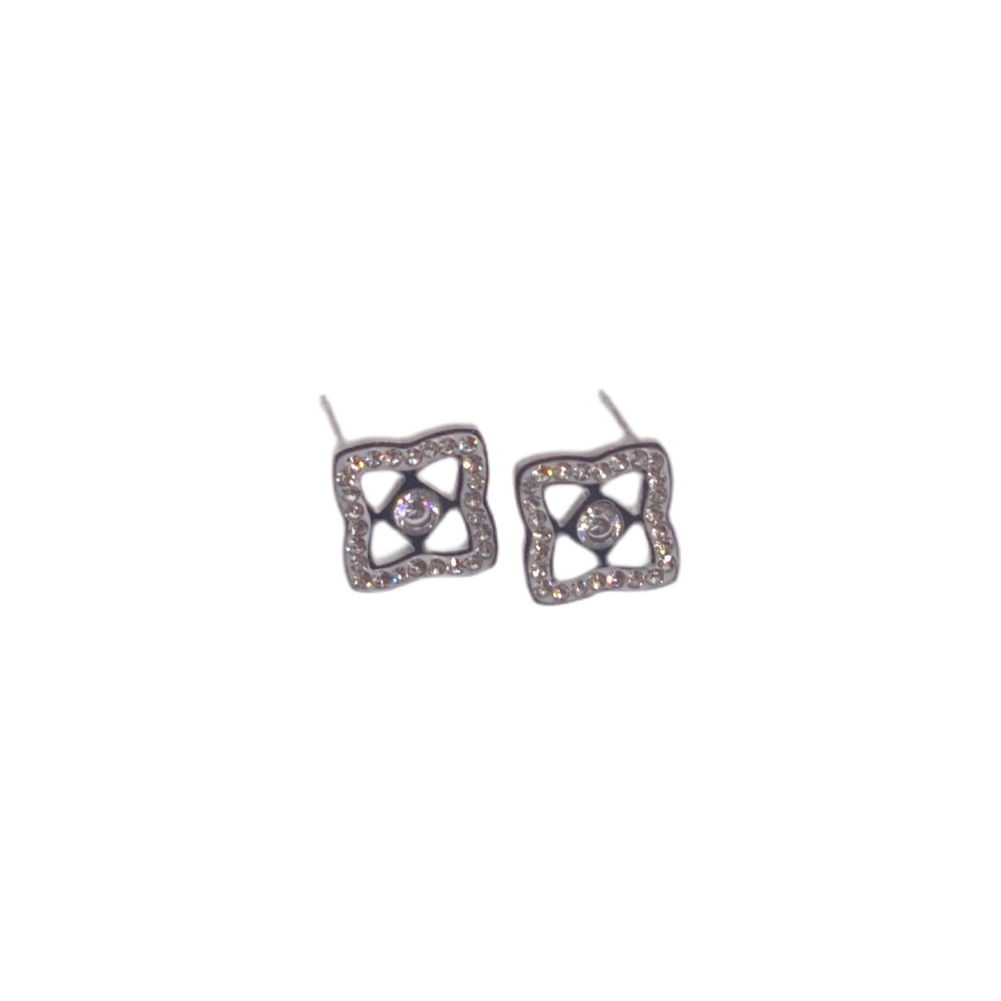 Boucles d'oreilles motif fleur avec strass