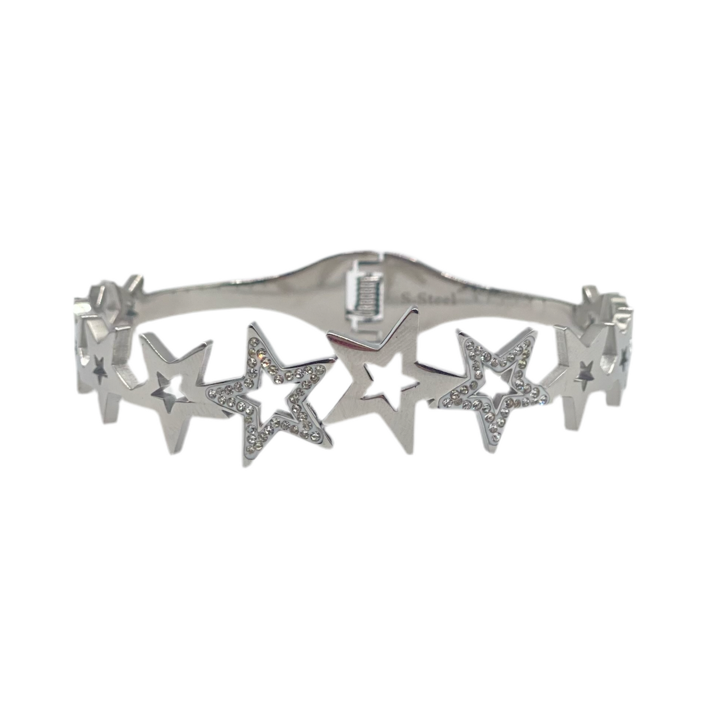 Bracelet acier motif articulé multi étoiles