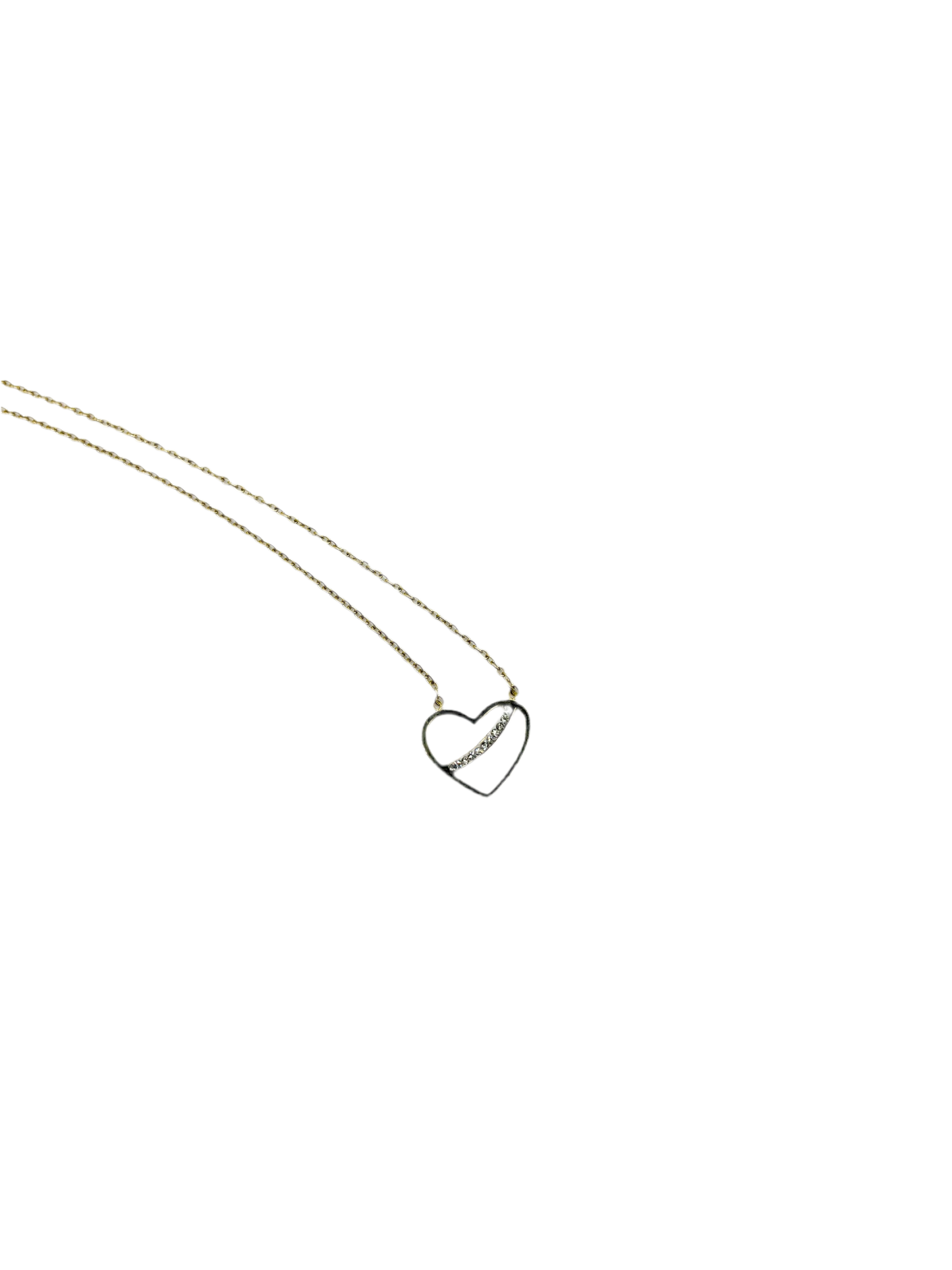 Collier acier jaune motif cœur barette en strass