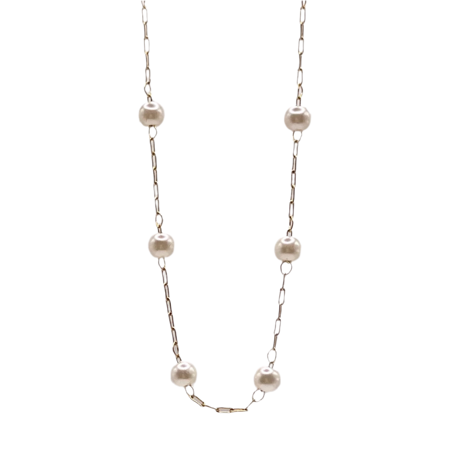 Collier acier jaune imitation perle