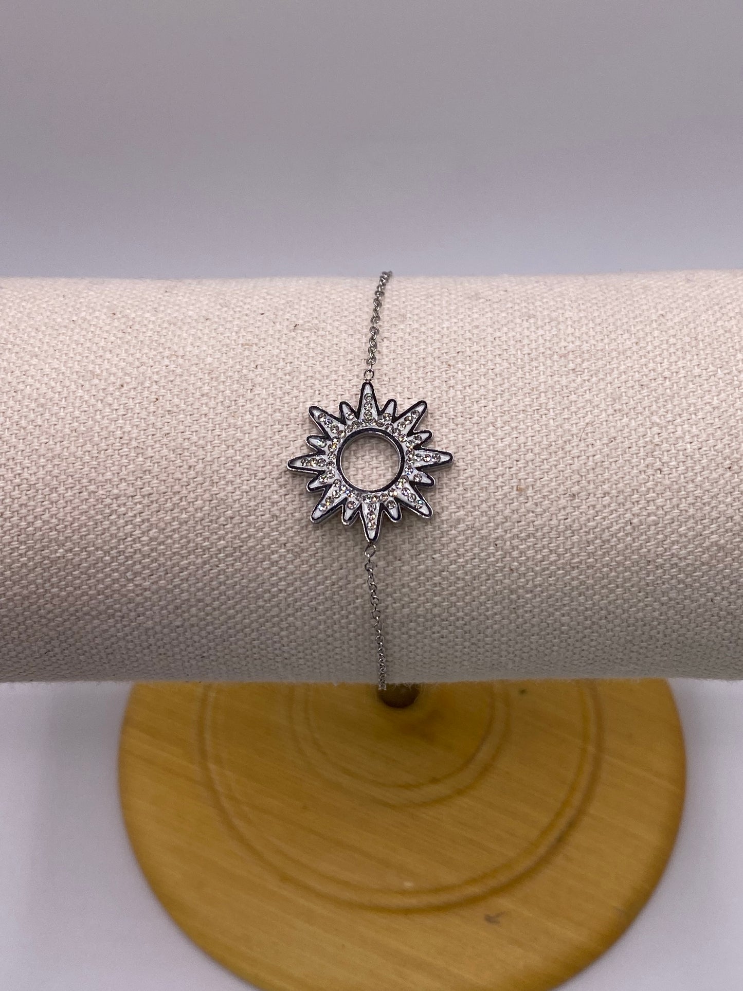 BRACELET ACIER MOTIF SOLEIL AVEC STRASS
