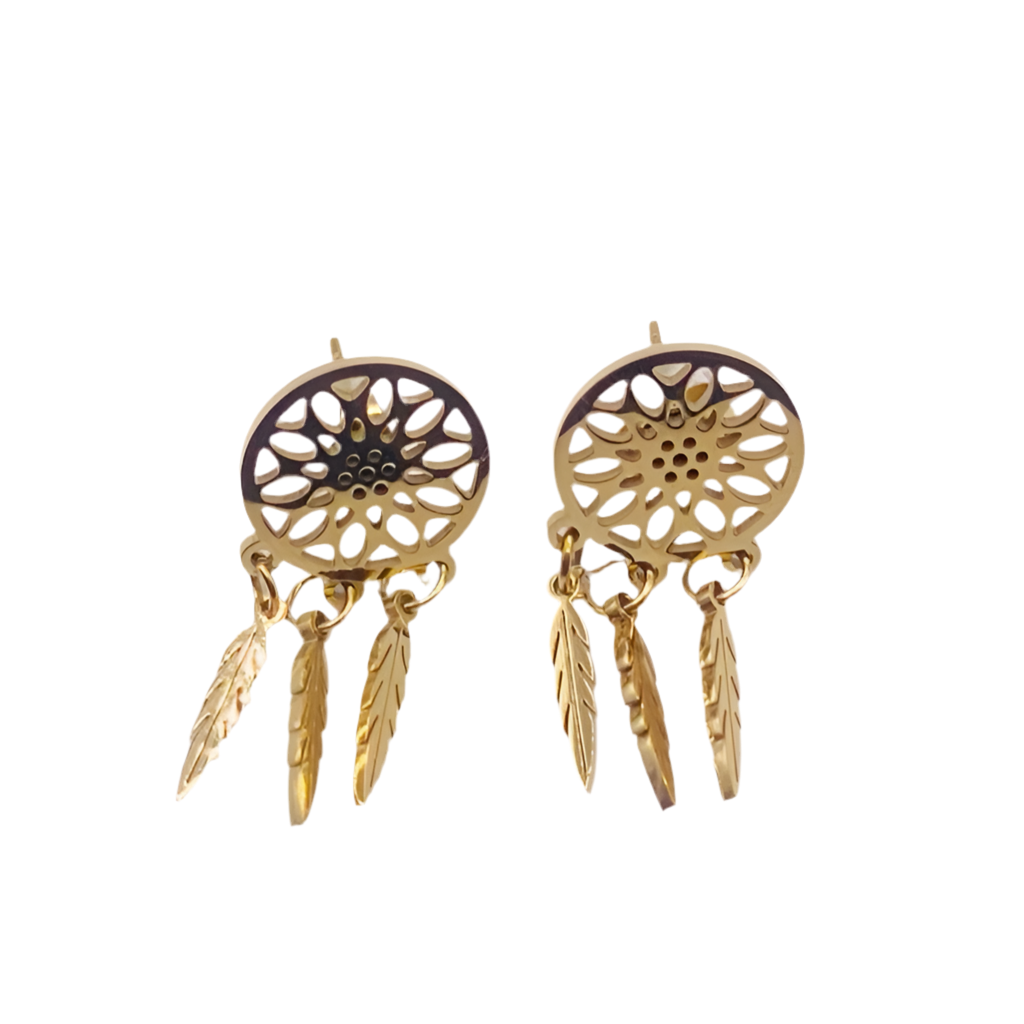 Boucles d'oreilles acier motif attrape rêve