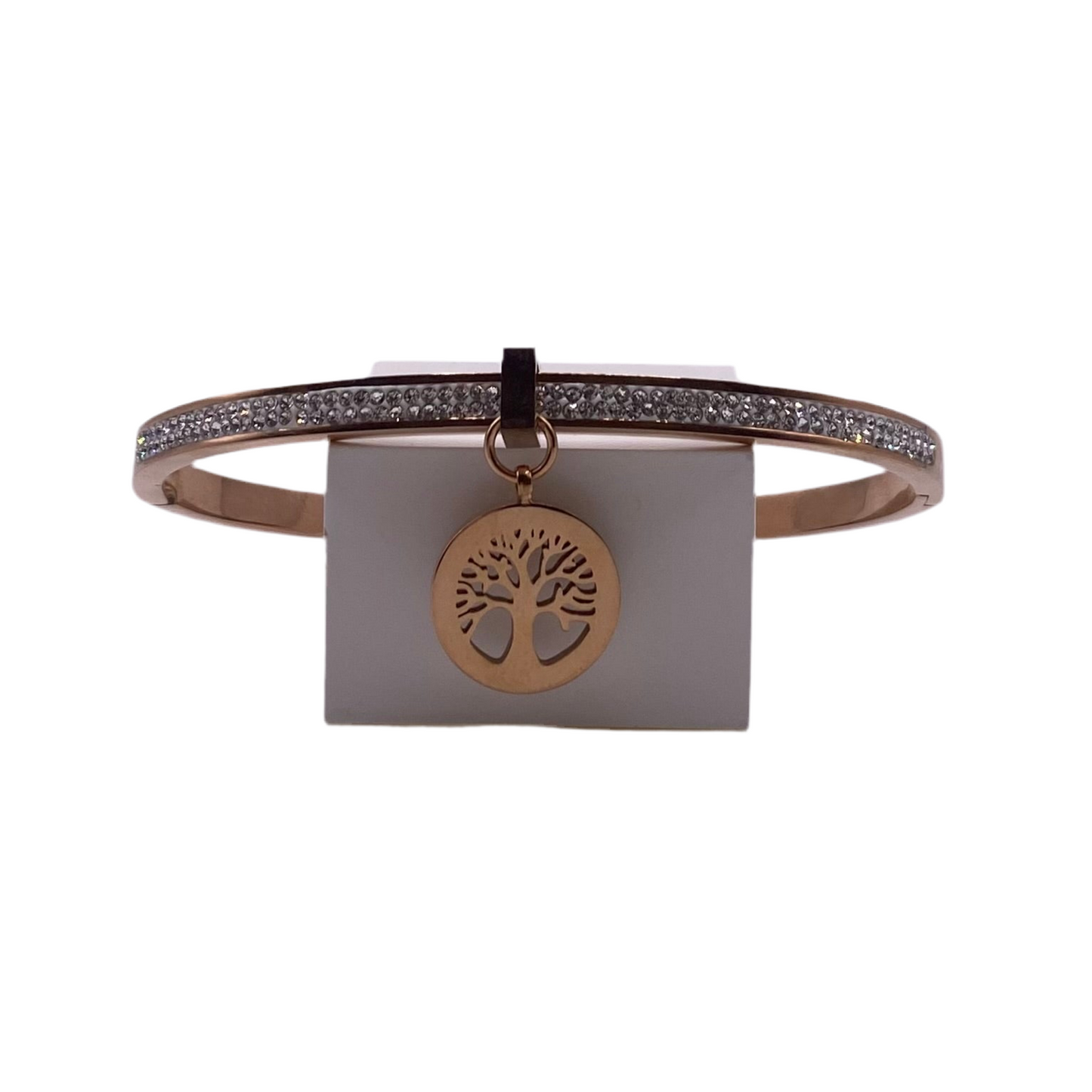 Bracelet acier rose breloque arbre de vie