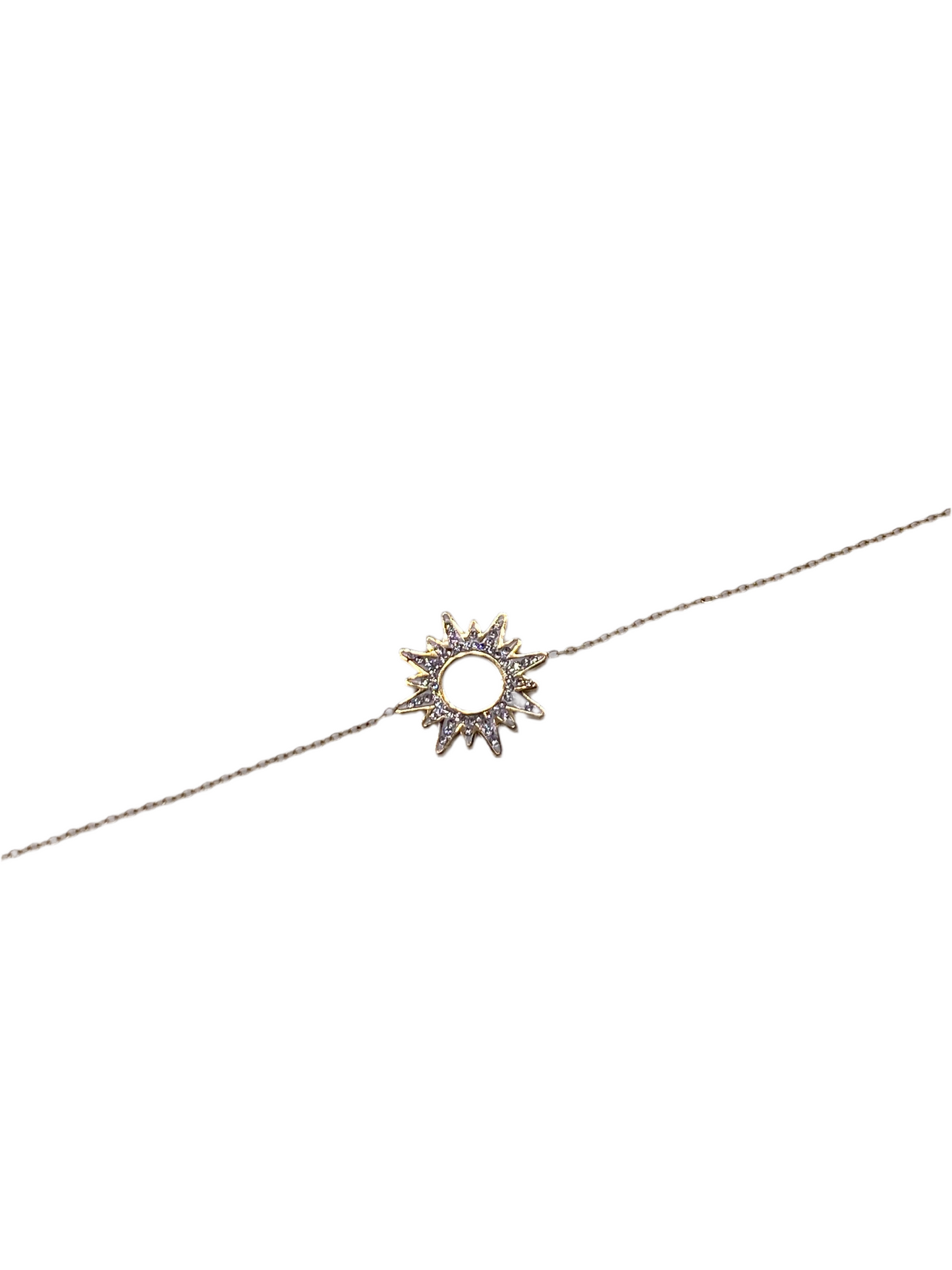 BRACELET ACIER JAUNE MOTIF SOLEIL AVEC STRASS