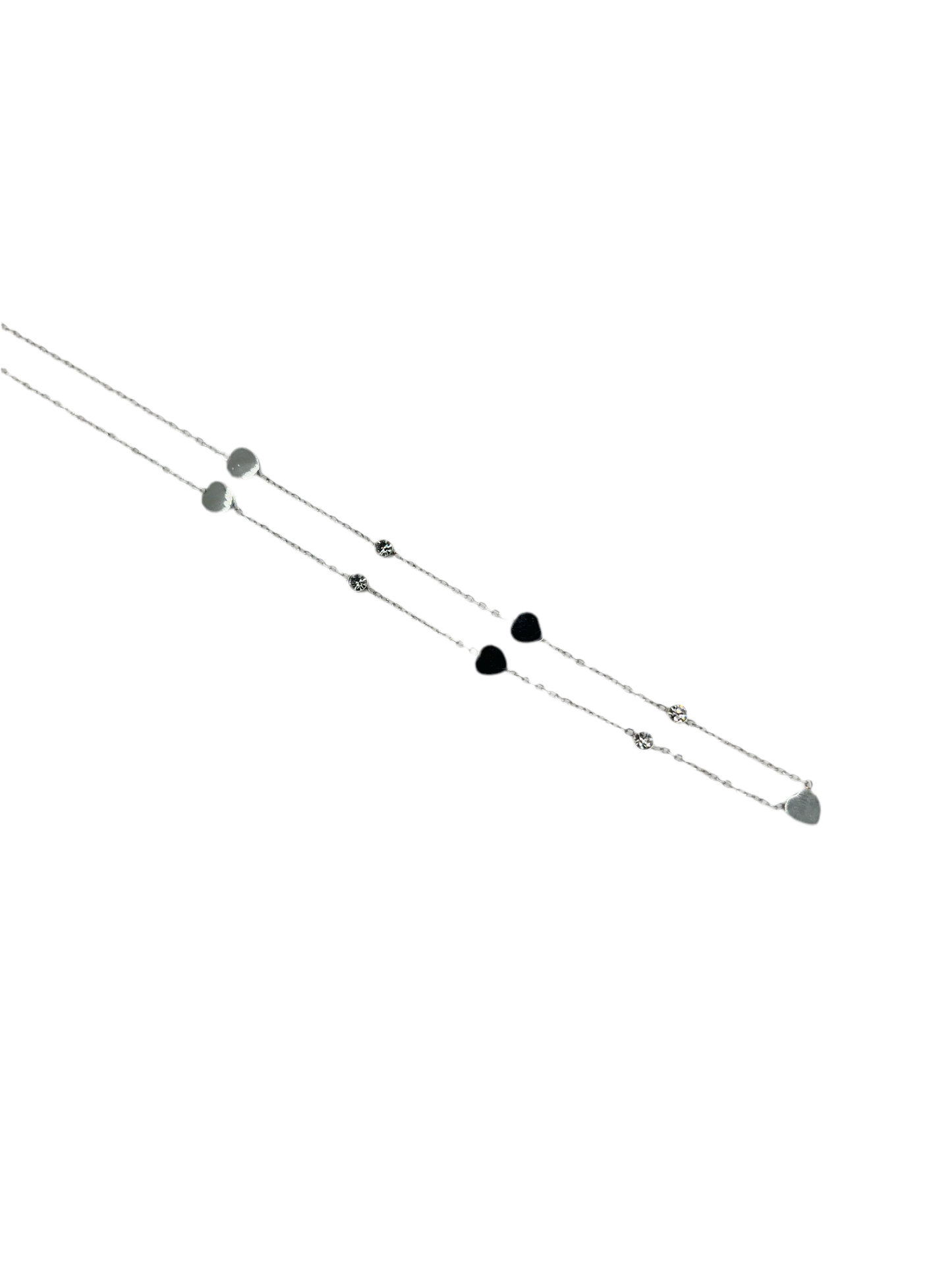 Collier acier motif cœur pierres strass serties clos