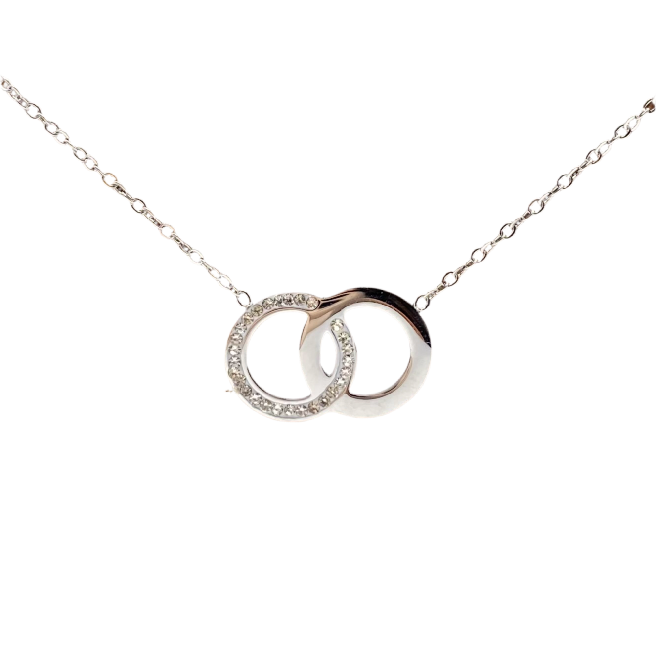 Collier acier double anneaux avec strass