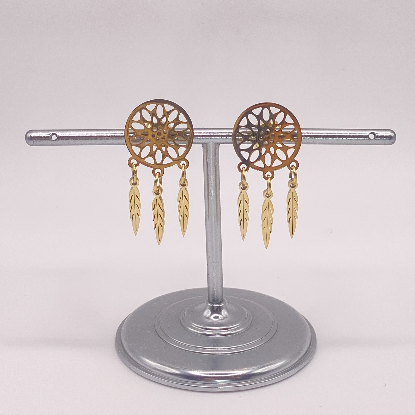 Boucles d'oreilles acier motif attrape rêve