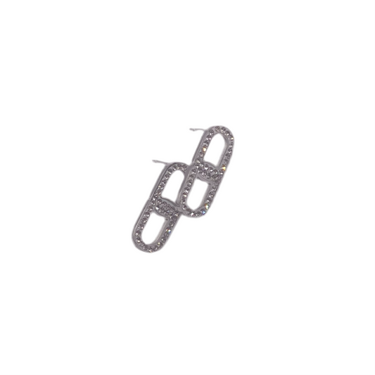 Boucles d'oreilles acier motif maille marine avec strass