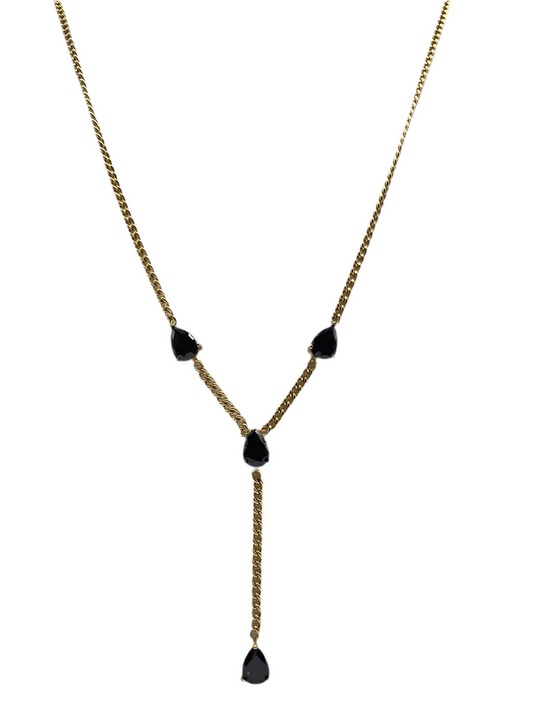 Collier cravate strass noirs