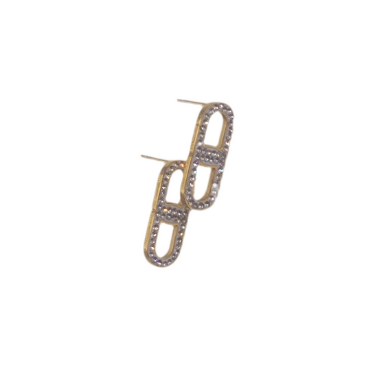 Boucles d'oreilles acier motif maille marine avec strass