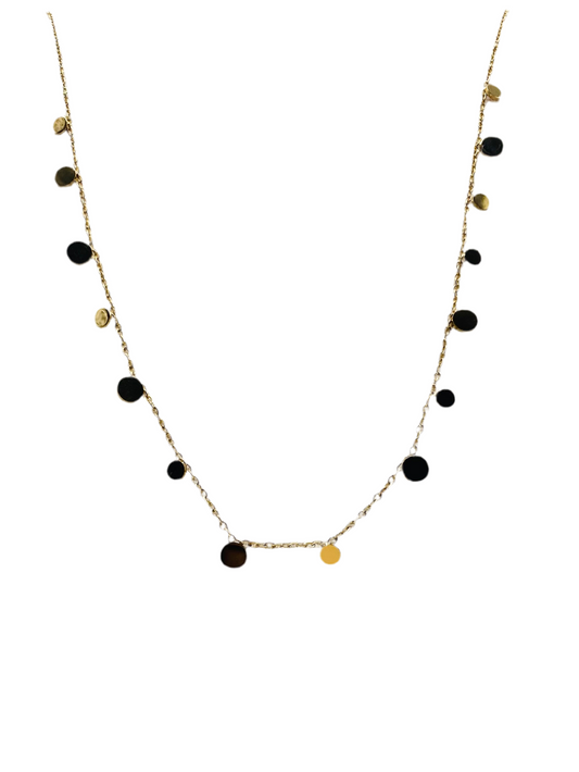 Collier acier jaune pampilles pois jaune