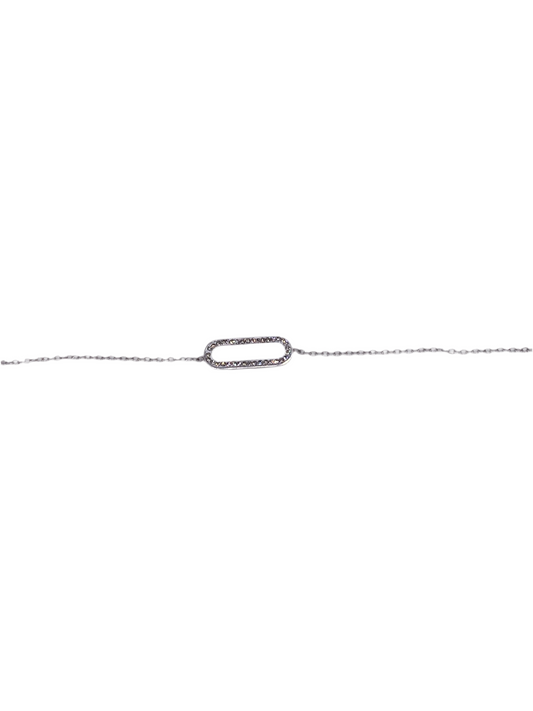 BRACELET ACIER MOTIF RECTANGLE ARRONDI AVEC STRASS