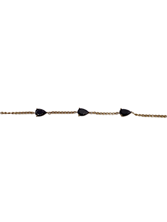 BRACELET ACIER 3 GOUTTES STRASS NOIRS