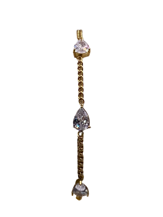 BRACELET ACIER TROIS GOUTTES STRASS BLANCS
