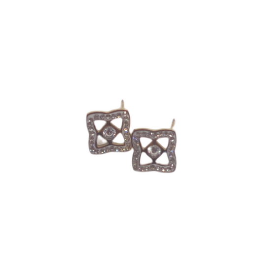 Boucles d'oreilles ACIER JAUNE motif fleur avec strass