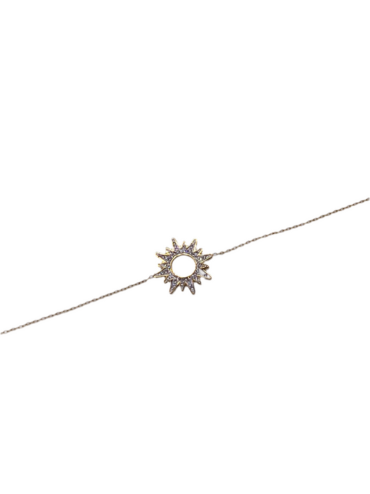 BRACELET ACIER JAUNE MOTIF SOLEIL AVEC STRASS
