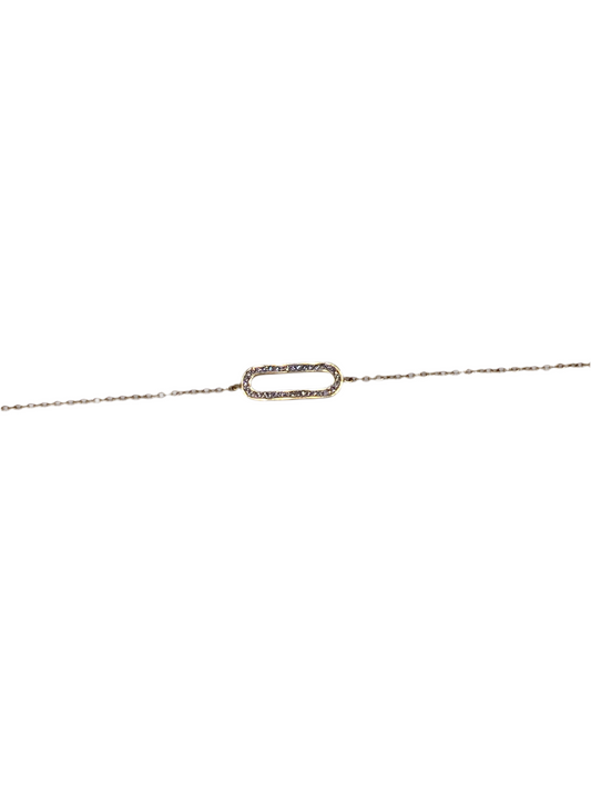 BRACELET ACIER JAUNE MOTIF RECTANGLE ARRONDI AVEC STRASS